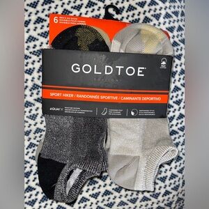 GoldToe Edition Sport Hiker Men's No Show Socks 6-Pk  Black Grey New